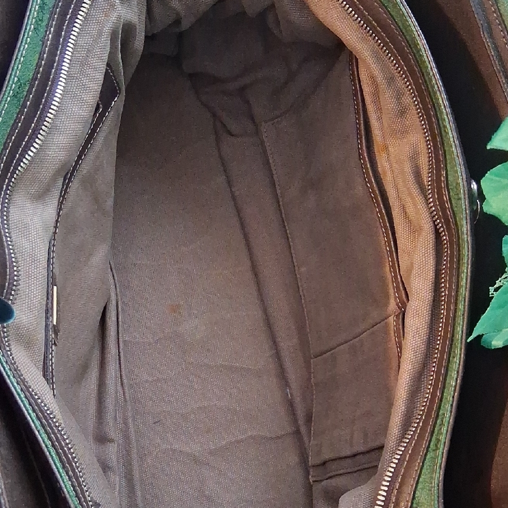MCM Vintage Green and Brown Satchel - Picture 6 of 9